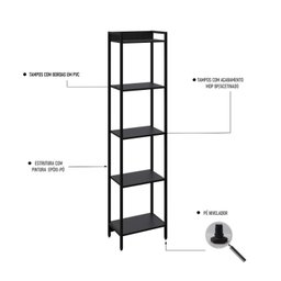 Estante para Livros Industrial Aço Multiuso 5 Prateleiras 187cmx45cm Active Yescasa - 5