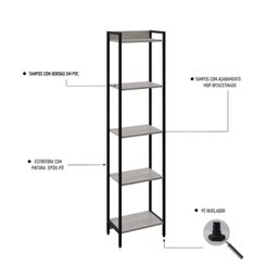 Estante para Livros Industrial Aço Multiuso 5 Prateleiras 187cmx45cm Active Yescasa - 5