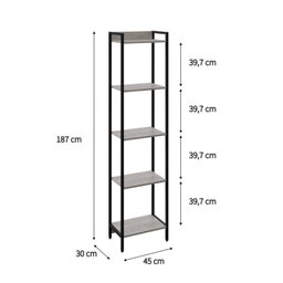 Estante para Livros Industrial Aço Multiuso 5 Prateleiras 187cmx45cm Active Yescasa - 4