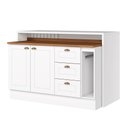 Ver imagem 1 de Balcão com Ilha Gourmet 2 Portas 3 Gavetas com Tampo Americana Henn - Branco Hp Fosco/nature