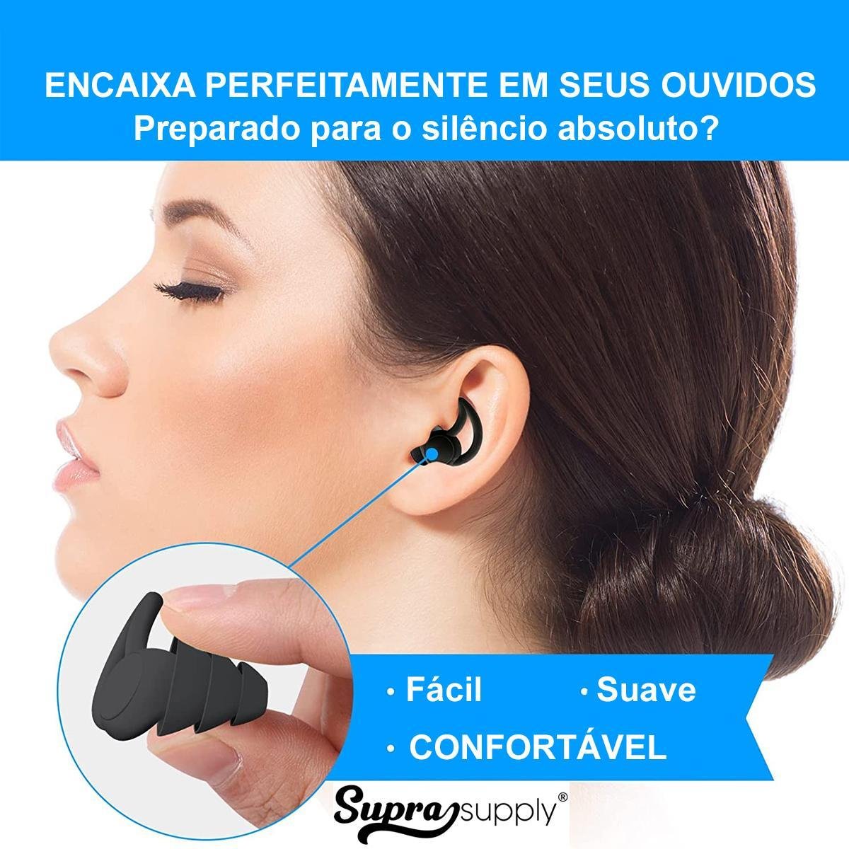 Tampão de Ouvido Protetor Abafador Auditivo Auricular Dormir - 5