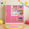 Cozinha Infantil Brinquedo Educativo Completa com Armário Fogão Pia e Geladeira:rosa - 1
