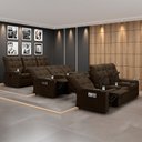 Ver imagem 2 de Poltrona do Papai Reclinável Cinema 3 Lugares Manual Baú Usb Haifa F05 Veludo Marrom - Lyam Decor