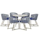 Ver imagem 1 de Mesa com 6 Cadeiras de Jantar Roma 120cm e Noronha em Alumínio Fendi Corda Náutica Estofado 10 Trama