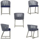 Ver imagem 5 de Mesa com 6 Cadeiras de Jantar Roma 120cm e Noronha em Alumínio Fendi Corda Náutica Estofado 10 Trama