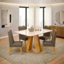 Ver imagem 2 de Conjunto Sala de Jantar Mesa Tampo em Vidro 1,20m Maria 4 Cadeiras Bel