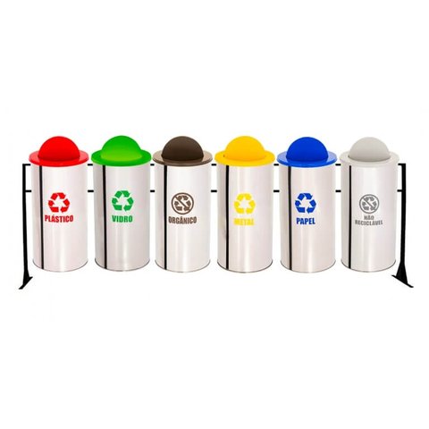 Conjunto Lixeiras Coleta Seletiva 25l 06 Peças