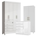 Ver imagem 1 de Guarda Roupa Infantil Sobral com Cômoda Vênus e Armário Multiuso Jade Branco Brilho – Moval
