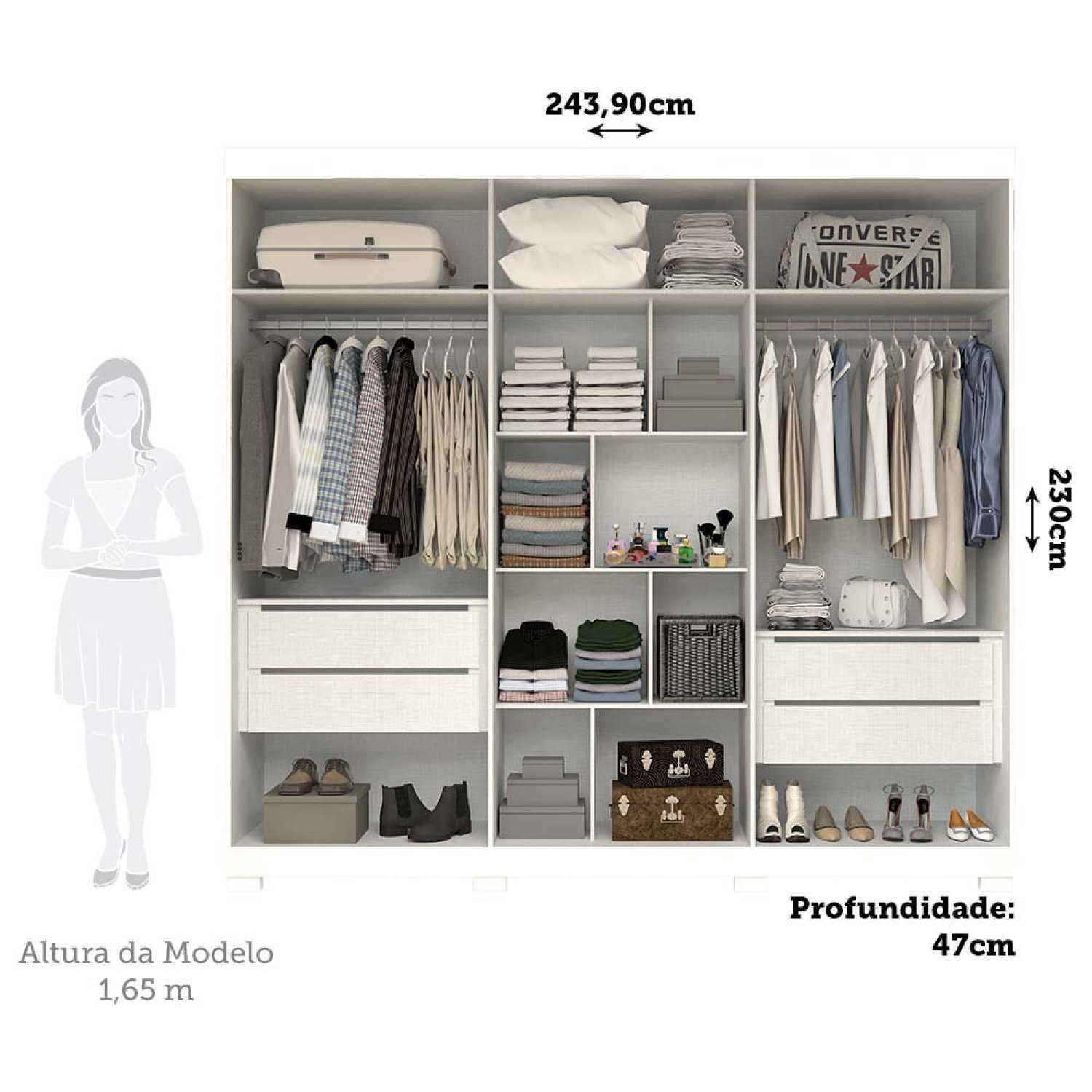 Guarda Roupa Casal 243,90cm 6 Portas 100% Mdf Buganvílea Espresso Móveis - 3