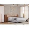 Cabeceira Alice Estofada Ripada com Led para Cama Casal Queen e King:cabeceira Ripada Estofada Freij - 3