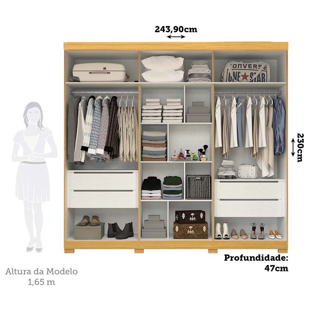 Guarda Roupa Casal 243,90cm 6 Portas 100% Mdf Buganvílea Espresso Móveis - 4