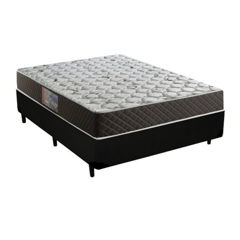 Cama Box Casal Colchão Mola Ensacada Acolchões + Box Sintético 68x138x188:Preto