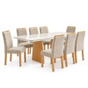 Ver imagem 2 de Conjunto Sala de Jantar 8 Lugares Retangular Tampo Vidro/MDF 200x90cm Mesa e Cadeiras Lyra