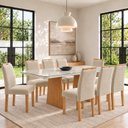 Ver imagem 1 de Conjunto Sala de Jantar 8 Lugares Retangular Tampo Vidro/MDF 200x90cm Mesa e Cadeiras Lyra