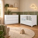 Ver imagem 1 de Quarto de Bebê com Berço Americano 3 em 1 e Cômoda 6 Gavetas Multimóveis MP4870 Branco