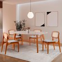 Ver imagem 4 de Sala de Jantar Mesa Malta 120cm Tampo Laqueado com Vidro Canto Moeda e 4 Cadeiras Malta Premium