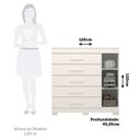 Ver imagem 4 de Cômoda 1 Porta 5 Gavetas 100% MDF Miosótis 120cm Espresso Móveis Branco