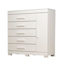 Ver imagem 2 de Cômoda 1 Porta 5 Gavetas 100% MDF Miosótis 120cm Espresso Móveis Branco