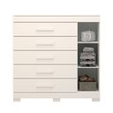 Ver imagem 3 de Cômoda 1 Porta 5 Gavetas 100% MDF Miosótis 120cm Espresso Móveis Branco