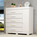 Ver imagem 1 de Cômoda 1 Porta 5 Gavetas 100% MDF Miosótis 120cm Espresso Móveis Branco