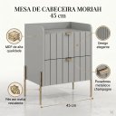 Ver imagem 2 de Mesa de Cabeceira Cinza Industrial Retro Moriah 45cm Pés de Ferro Palito Champagne