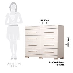Cômoda 111,60cm 8 Gavetas 100% MDF Lantana Espresso Móveis - 3