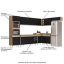 Ver imagem 3 de Armário de Cozinha Modulada de Canto 8 Peças CP07 Balcão Castanho/Preto - Lumil Lumil Móveis