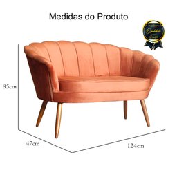 Sofá Pétala 2 lugares Veludo Terra Cota Visalar Móveis - 5