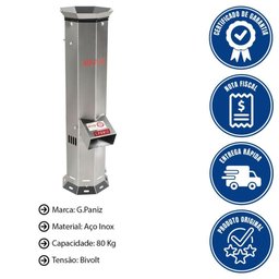 Moinho de Farinha de Pão G.paniz Mfp-80 em Inox 80 Kg Bivolt Monofásico - 2