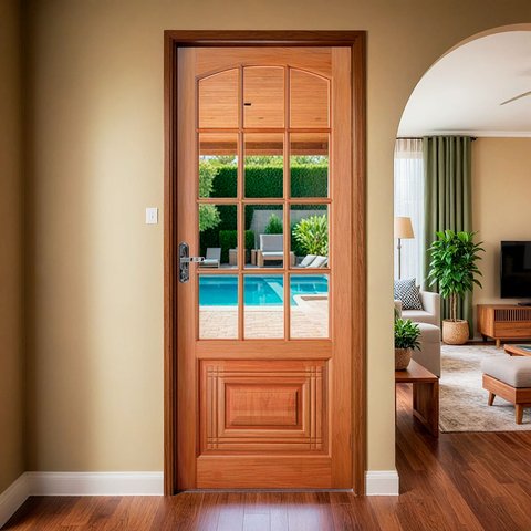 Folha de Porta Maciça em Eucalipto acabamento Natural 210x80cm PM12 Nipônica Cruzeiro Portas