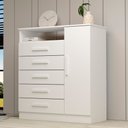 Ver imagem 1 de Cômoda 1 Porta 5 Gavetas 100% MDF 95cm Nemésia Espresso Móveis Branco