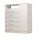Ver imagem 2 de Cômoda 1 Porta 5 Gavetas 100% MDF 95cm Nemésia Espresso Móveis Branco