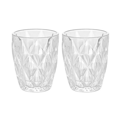 Jogo de Copos de Vidro Diamond Transparente 270ml 2 Peças - Lyor