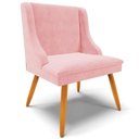 Ver imagem 3 de Kit 6 Cadeiras Decorativas Sala de Jantar Pés Palito de Madeira Firenze Suede Rosa Bebê/natural