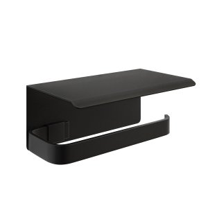 Porta Papel Higiênico Stander com Suporte para Celular Preto