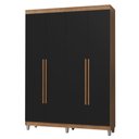 Ver imagem 2 de Guarda-Roupa Solteiro com Pés 4 Portas Batentes Rustic/Preto/Rustic Netuno Madesa