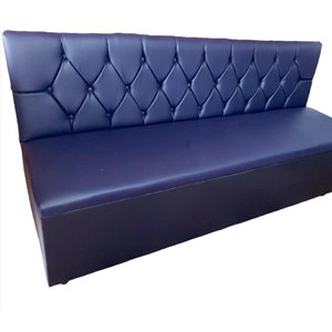 Poltrona Sofá Booth 2,80cm Acento e Encosto Azul Base Preto Capitone Á Mão Sku176