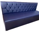 Ver imagem 1 de Poltrona Sofá Booth 2,80cm Acento e Encosto Azul Base Preto Capitone Á Mão Sku176