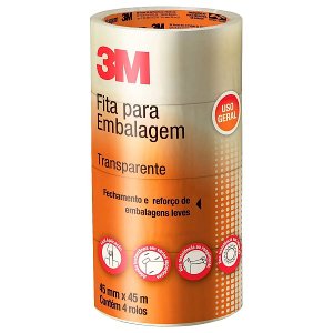 Kit 4 Fita Adesiva Durex Embalagem 3m Transparente 48mm X 50m