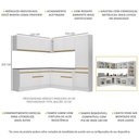 Ver imagem 4 de Armário de Cozinha Completa de Canto com Rodapé Veneza Multimóveis V2102 Branco/Dourado