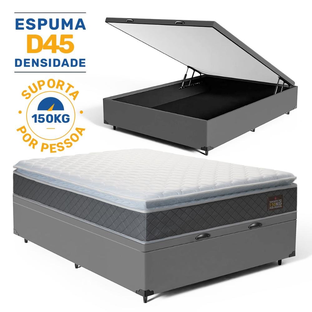 Cama Box Baú com Colchão de Espuma D45 Pillow Top Fort Comfort Casal 138cm - 2