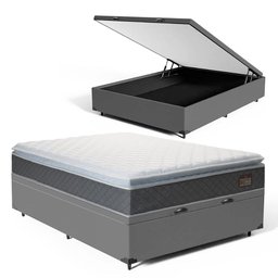 Cama Box Baú com Colchão de Espuma D45 Pillow Top Fort Comfort Casal 138cm - 1
