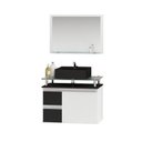 Ver imagem 2 de Conjunto para Banheiro Gabinete com Cuba e Espelheira 60cm Diamante Branco/Preto