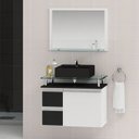 Ver imagem 1 de Conjunto para Banheiro Gabinete com Cuba e Espelheira 60cm Diamante Branco/Preto