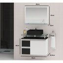 Ver imagem 3 de Conjunto para Banheiro Gabinete com Cuba e Espelheira 60cm Diamante Branco/Preto