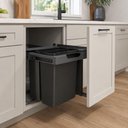 Ver imagem 2 de Lixeira Dupla Tampa Fixa Cinza e Preto Organize Masutti 18L Deslizante Embutida Armário Cozinha
