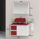 Ver imagem 2 de Conjunto para Banheiro Gabinete com Cuba e Espelheira 60cm Diamante Branco/Vinho