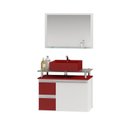 Ver imagem 3 de Conjunto para Banheiro Gabinete com Cuba e Espelheira 60cm Diamante Branco/Vinho