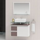 Ver imagem 1 de Conjunto para Banheiro Gabinete com Cuba e Espelheira 60cm Diamante Branco/Rustico