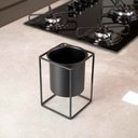 Ver imagem 2 de Vaso Decorativo Preto com Suporte em Metal 16x11cm - D’Rossi